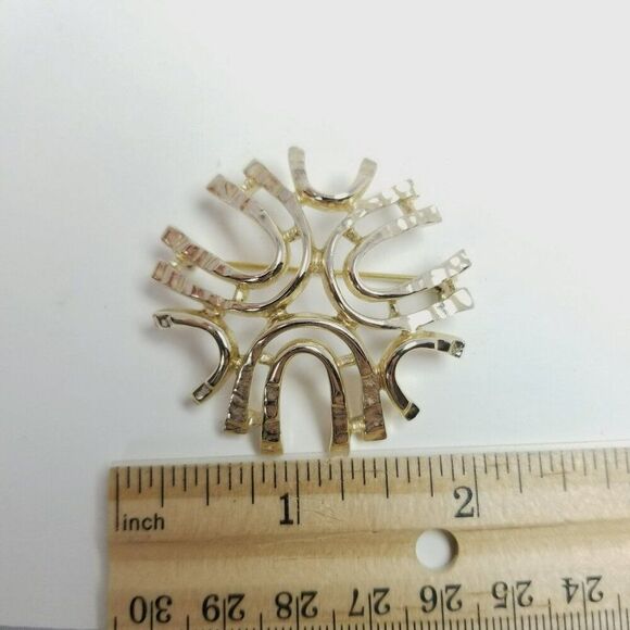 Vintage Sarah Coventry Retro Atomic Style Brooch, Pale Gold Tone Estate, Signed - Picture 5 of 7